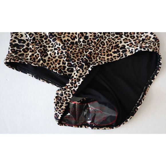 Betsey Johnson Women's Sz M Leopard Print L/S Scuba Zip-Up 1-Piece Swimsuit - Picture 5 of 10
